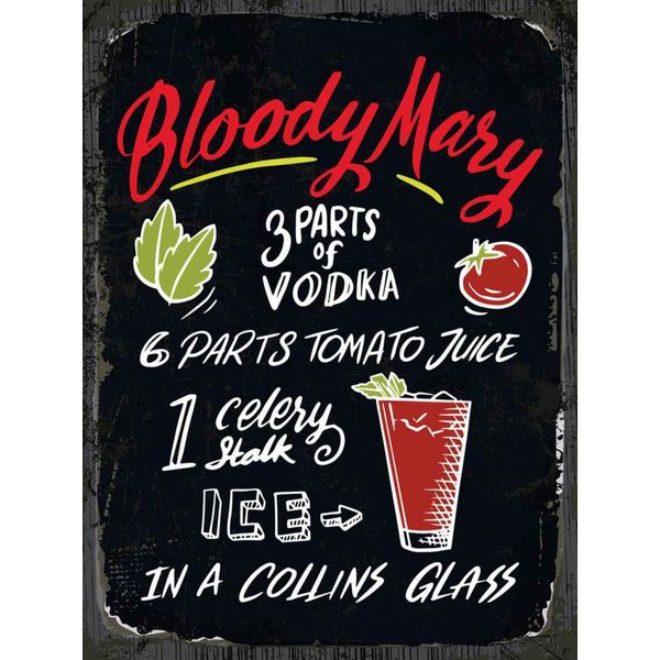 Vianmo Insegna In Legno 40X30 Cm Bloody Mary Cocktail Recipe-image