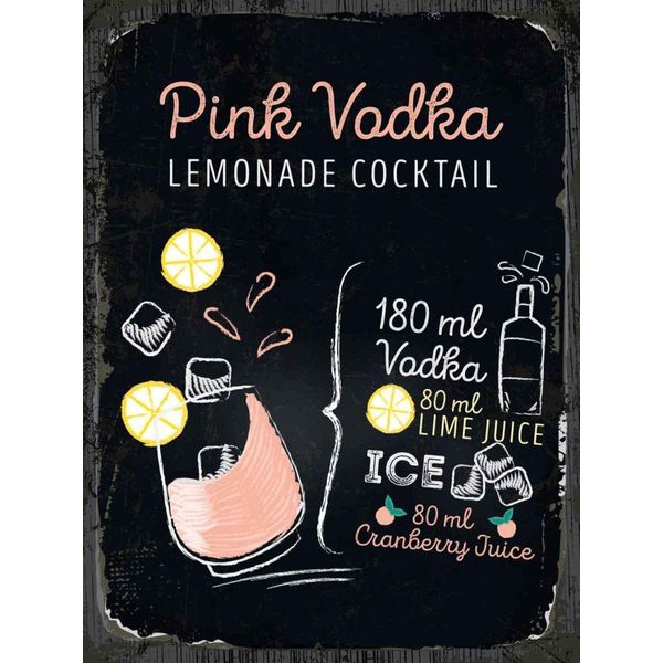 Vianmo Insegna In Legno 40X30 Cm Pink Vodka Cocktail Recipe-image