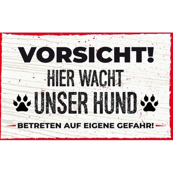 Vianmo Insegna In Legno 12X18 Cm Vorsicht! Hier Wacht Uner Hund!-image