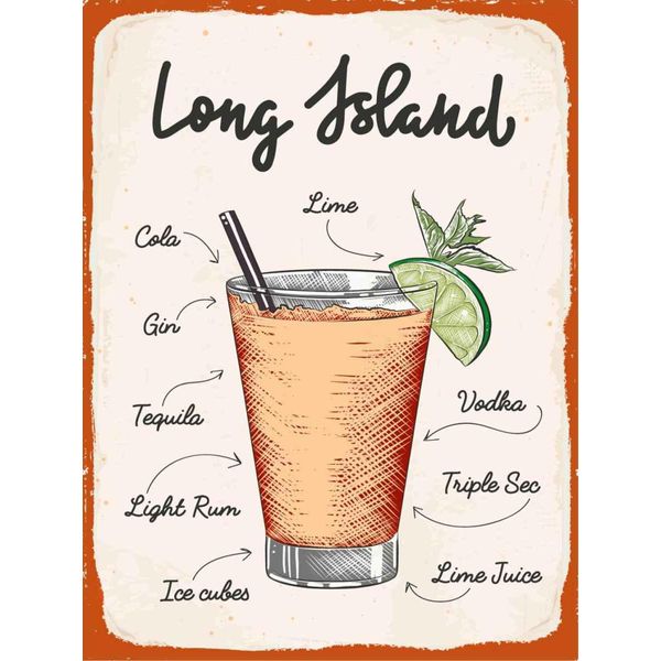 Vianmo Insegna In Legno 40X30 Cm Long Island Tequila Vodka-image
