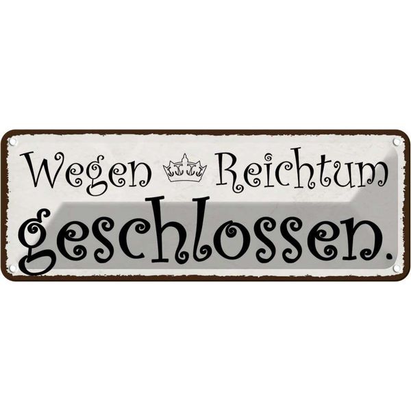 Vianmo Insegna Di Latta 10X27 Cm Wegen Reichturm Geschlossen-image
