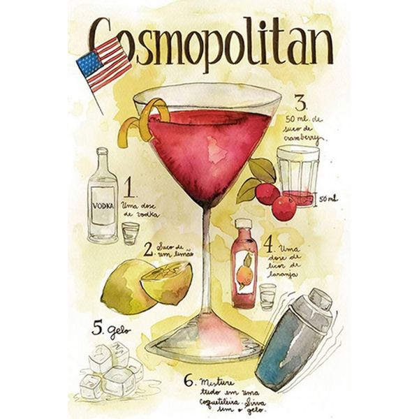 Vianmo Insegna In Legno 30X20 Cm Cosmopolitan Cocktail Recipe-image