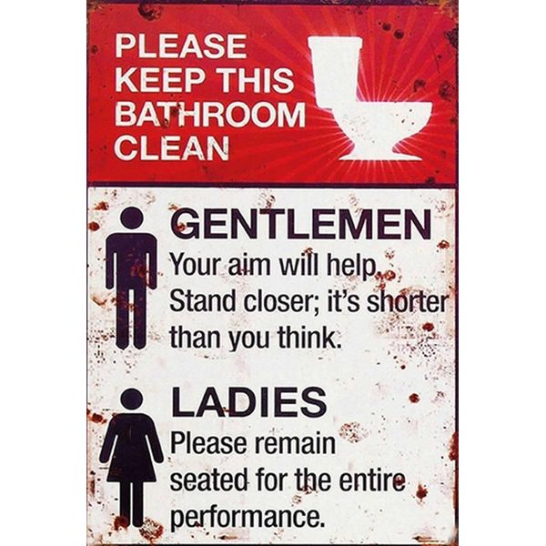Vianmo Insegna In Legno 30X20 Cm Gentlemen Ladies Wc Toilette-image