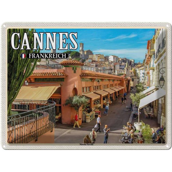 Vianmo Insegna Di Latta 30X40 Cm Cannes Frankreich Marché Forville-image