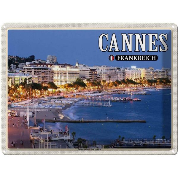 Vianmo Insegna Di Latta 30X40 Cm Cannes Frankreich Promenade La Croisette-image