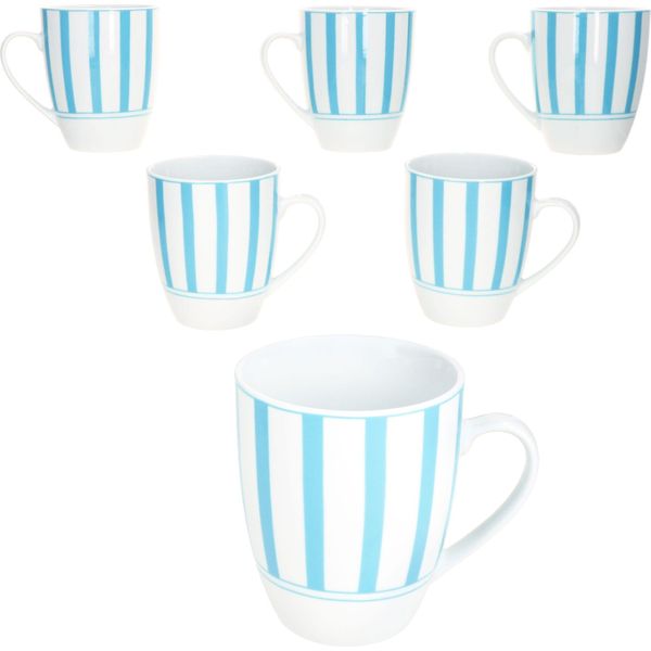 Split Turchese Strisce Set Di 6 Tazza Da Caffè 300Ml Tazza In Porcellana 6 Pers Cacao A Strisce-image