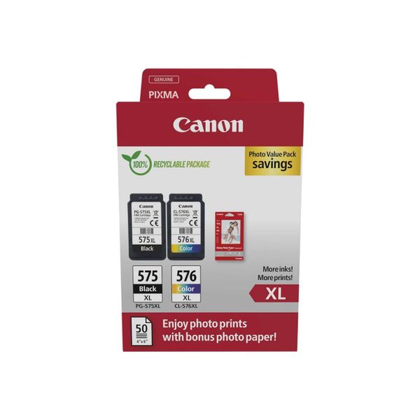 Original Canon Pixma Ts 3750 Series (5437C006 / PG-575XL CL-576XL) Druckerpatrone Schwarz,Color (Cyan,Magenta,Gelb) (Cyan,Magenta,Gelb)-image