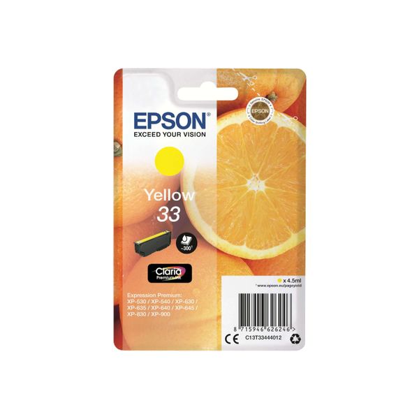 Original Epson Expression Premium XP-635 (C13T33444012 / 33) Druckerpatrone Gelb-image