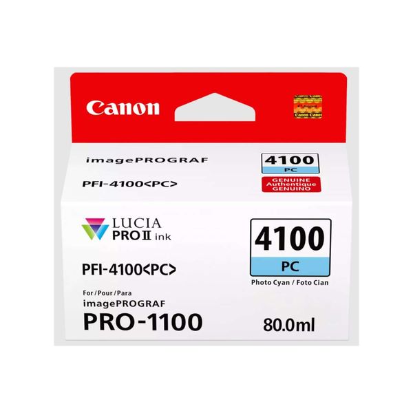 Original Canon Imageprograf Pro 1100 Series (6781C001 / PFI-4100PC) Druckerpatrone Photo Cyan-image