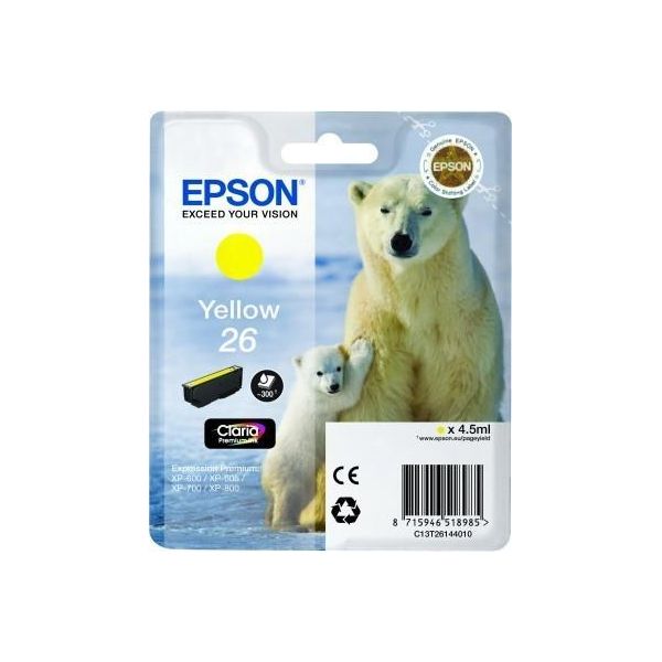 Original Epson Expression Premium XP-710 (C13T26144012 / 26) Druckerpatrone Gelb-image