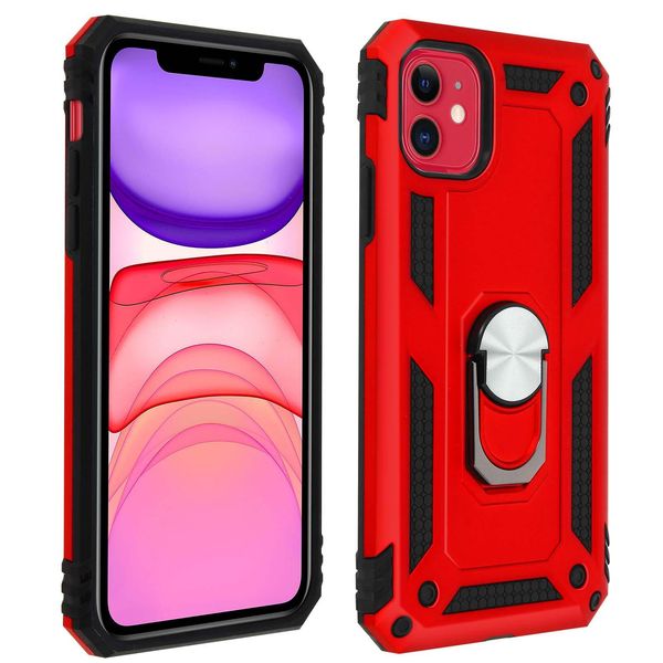 Custodia Ibrida Per Cellulare Con Supporto Ad Anello Per Apple Iphone 11 - Rosso-image