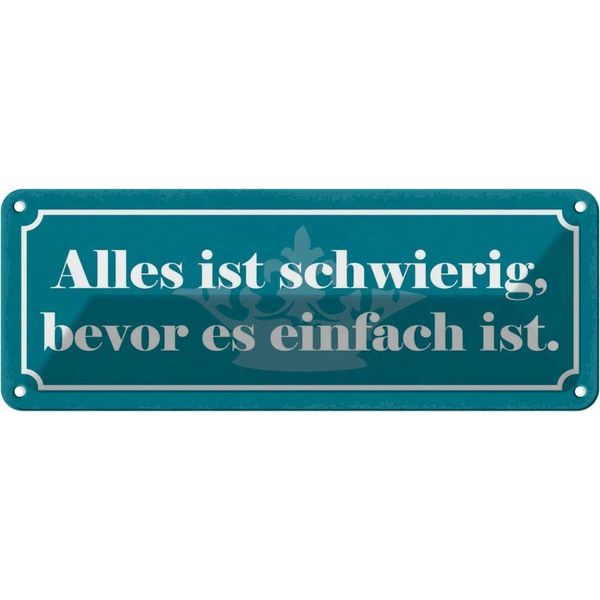 Vianmo Insegna Di Latta 10X27 Cm Alles Schwierig Bevor Einfach-image