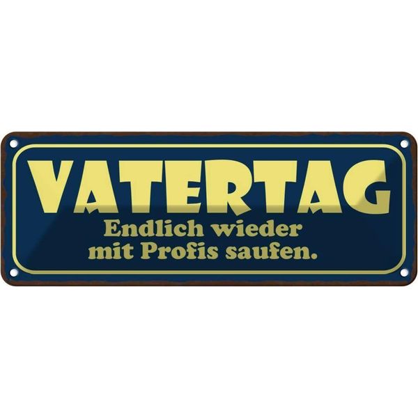 Vianmo Insegna Di Latta 10X27 Cm Vatertag Endlich Saufen-image