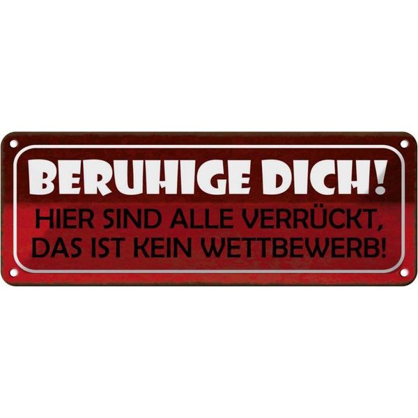 Vianmo Insegna Di Latta 10X27 Cm Beruhige Dich Hier VerrrüCkt-image