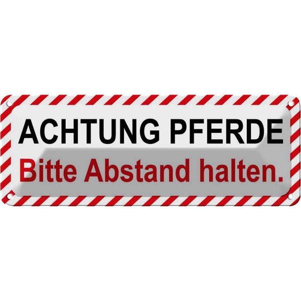 Vianmo Insegna Di Latta 10X27 Cm Achtung Pferde Bitte Abstand-image