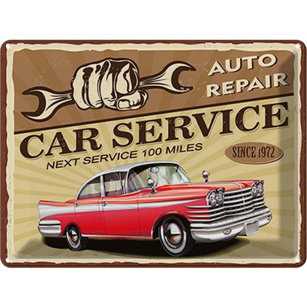 Vianmo Insegna Di Latta 30X40 Cm Car Service Auto Repair 1972-image