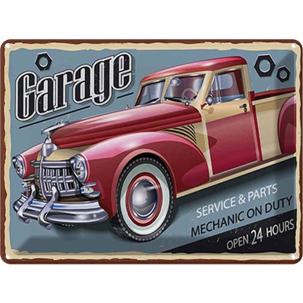 Vianmo Insegna Di Latta 30X40 Cm Auto Garage Service Parts Open 24-image