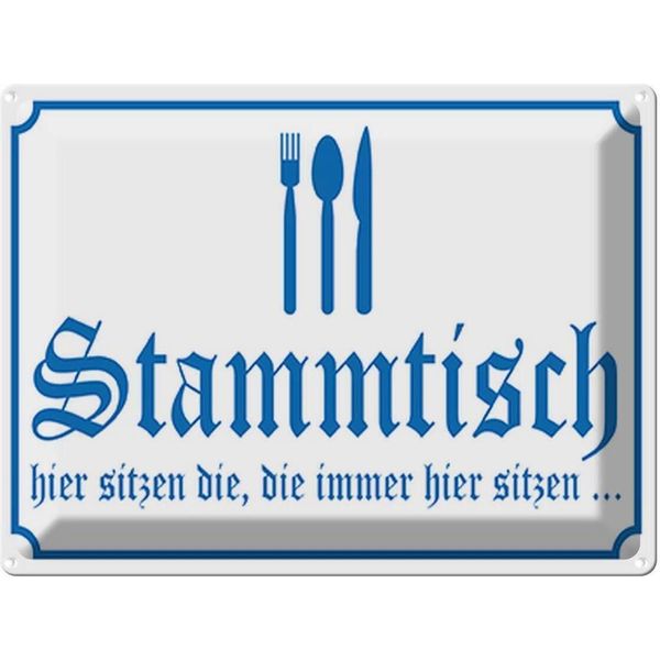 Vianmo Insegna Di Latta 30X40 Cm Stammtisch Hier Sitzen Wieß-image