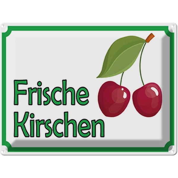 Vianmo Insegna Di Latta 30X40 Cm Frische Kirschen Hofladen-image