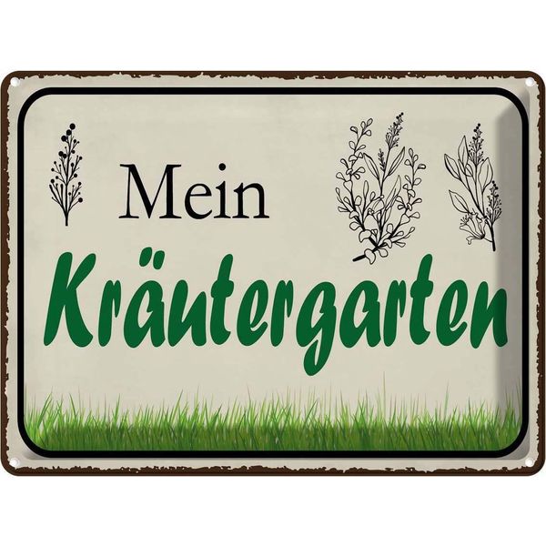 Vianmo Insegna Di Latta 30X40 Cm Mein KräUtergarten Garten-image