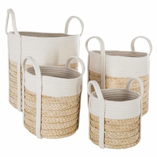 Set Di 4 Cesti Con Appendini - Fibra Di Mais E Cotone - Atmosphera CréAteur D'intéRieur-image