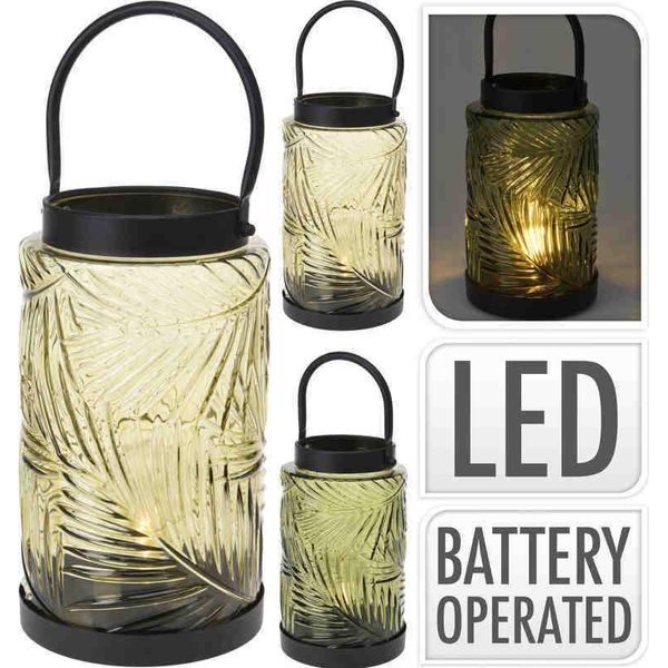 Lanterna A Stelo Con Lampadina Led In Vetro 26 Cm Giallo Ko-Hz1952280Yellow-image