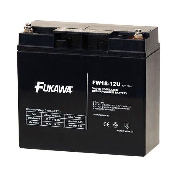 Batteria Al Piombo Fukawa Fw 18-12 U Per Ups Apc/ 12V/ 18Ah/ Durata 5 Anni/ Filettatura M5-image