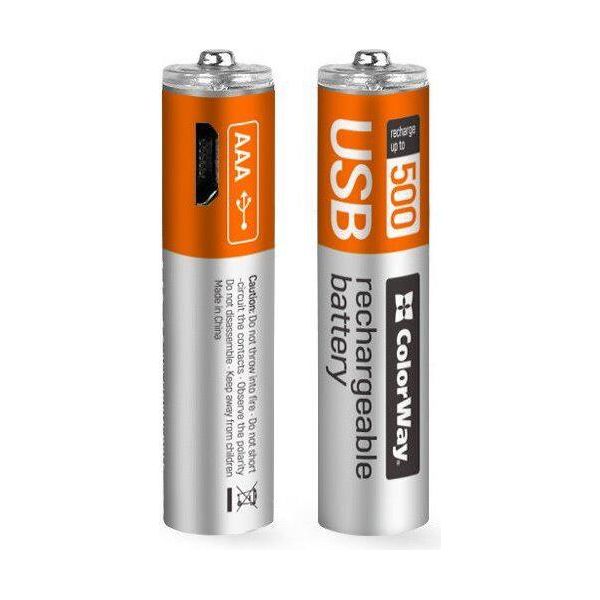 Batterie Ricaricabili Colorway Aaa 400Mah/ Micro Usb/ 1,5V/ 2 Pezzi In Confezione-image