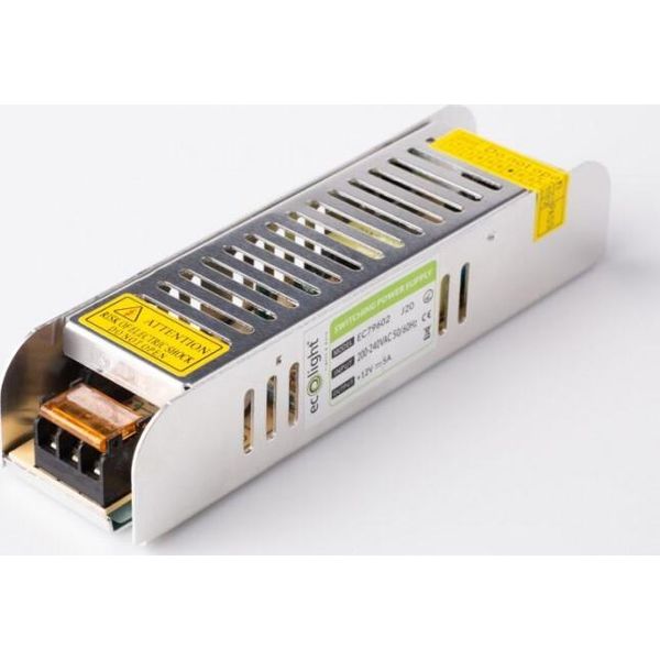 Alimentatore Led 60W 12V 5A IP20 Slim 160X40X32 Ecolight EC79602-image