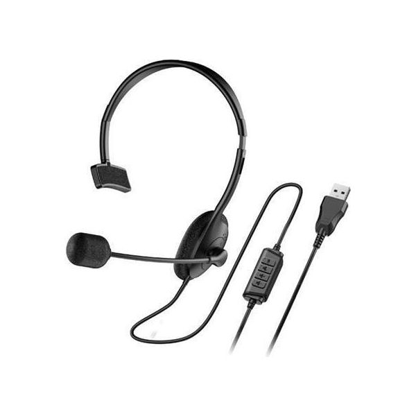 Genius HS-100U Cuffia, Auricolare, Monoauricolare, Con Microfono, Controllo Del Volume, Usb, Nero-image