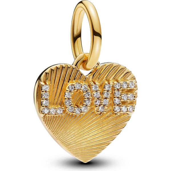 Pandora Moments Charm Cuore D'amore Incisione Placcata Oro 763604C01-image