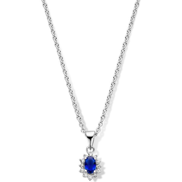 New Bling 9NB 0535 Collana In Argento Con Pendente - Donna - Entourage - Zirconi - Blu - Bianco - 40+5Cm - Colore Argento-image