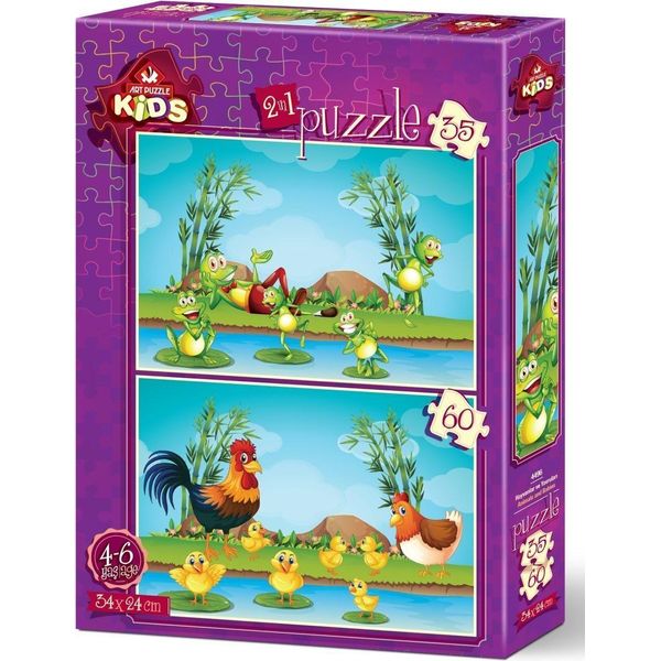 Art Puzzle Puzzle Animali Con Cuccioli 35+60 Pezzi-image