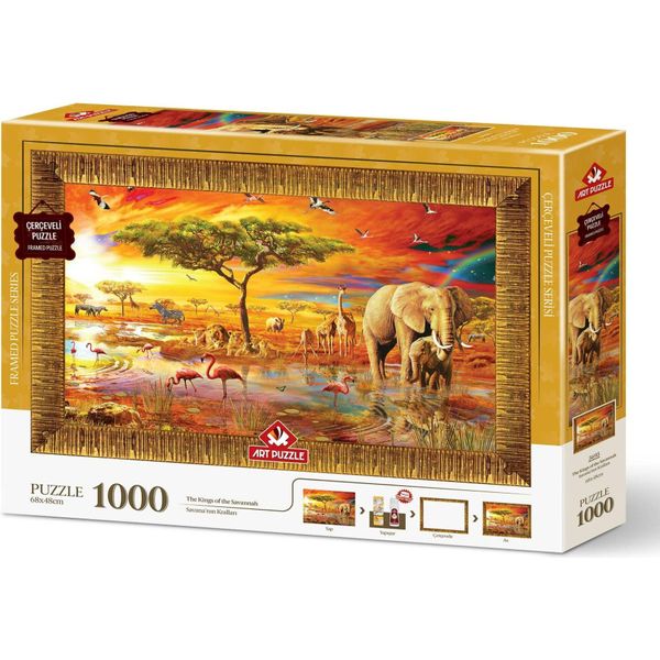 Art Puzzle Puzzle Con Cornice E Colla 3In1 Re Della Savana 1000 Pezzi-image