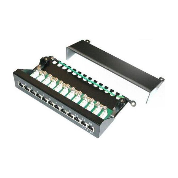 Pannello Patch Xtendlan 10", 12 Porte, 1U, Cat5E, Stp, Lsa, Con Coperchio, Nero"-image
