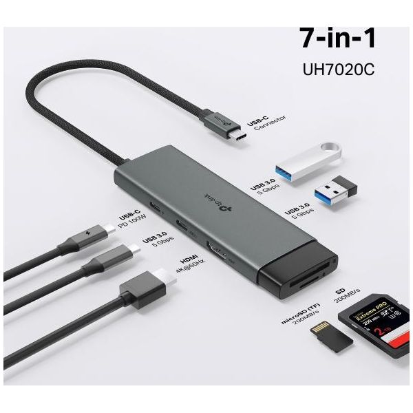 TP-LINK Tp-Link UH7020C Hub Di Interfaccia Usb 3.2 Gen 1 (3.1 Gen 1) Type-C 5000 Mbit/S-image