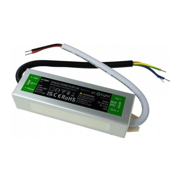 Alimentatore Ermetico Led 15W 12V 1,25A 115X30X20 Ecolight EC79607-image