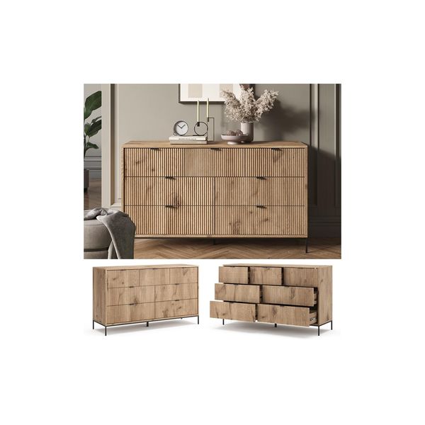 Vicco Sideboard Eliza Viking Oak 140 X 81 Cm Mit 7 Schubladen-image