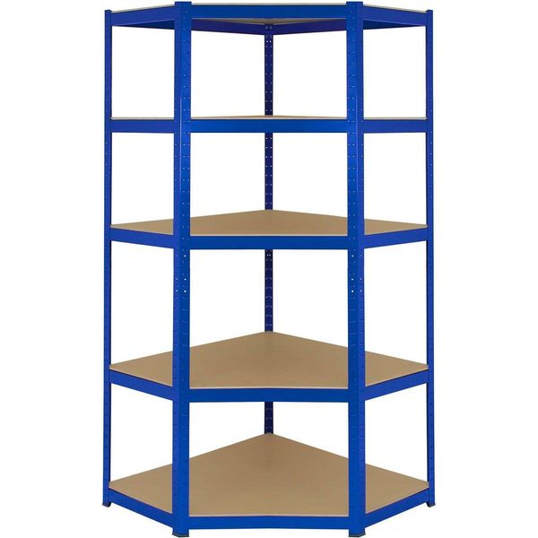 Scaffale Angolare T-Rax Scaffale Di Stoccaggio Scaffale Per Cantina Scaffale Per Officina Scaffale Per Garage 90 Cm Blu-image