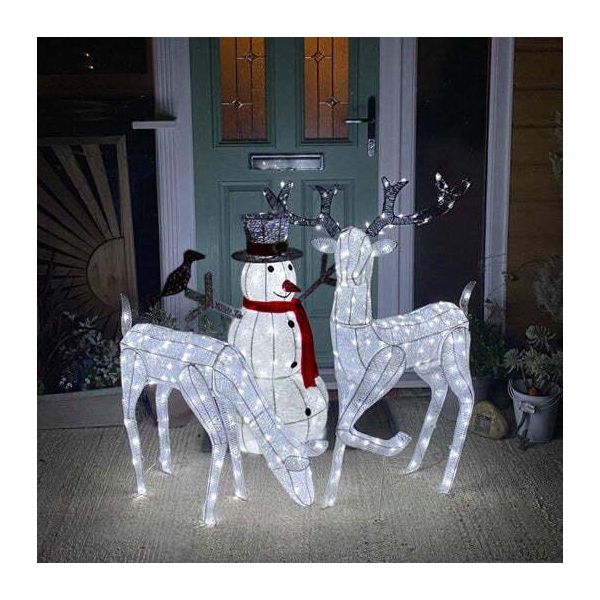 Illuminato Cervo Cervo Pupazzo Di Neve Led Illuminazione Decorazione Di Natale Giardino Timer-image