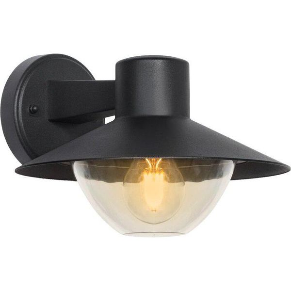 Lampada Da Parete Per Esterni A Baldacchino Nero Con Paralume Trasparente 1Xe27 40W Cosmos Candellux-image