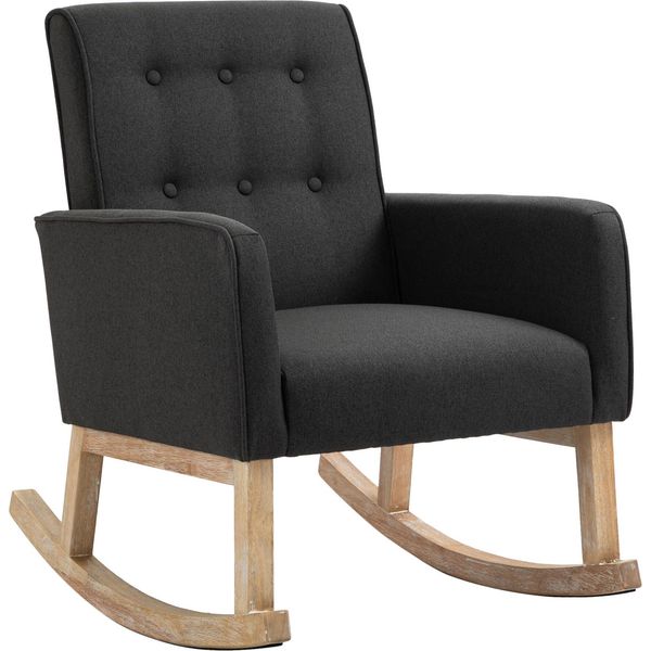Sedia A Dondolo Clp In Tessuto Dream Con Struttura In Legno, Grigio Scuro-image