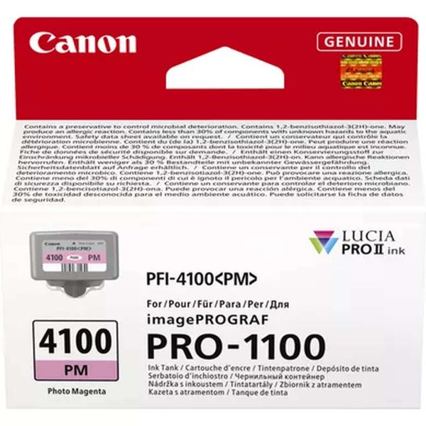 Original Canon Imageprograf Pro 1100 (6782C001 / PFI-4100PM) Druckerpatrone Photo Magenta-image