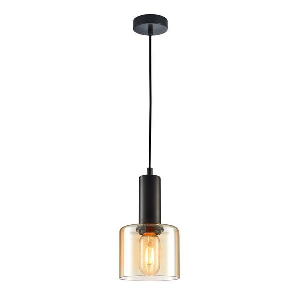 Italux Santia, Lampada A Sospensione Moderna In Nero PND-65342-1-BK+AMB-image