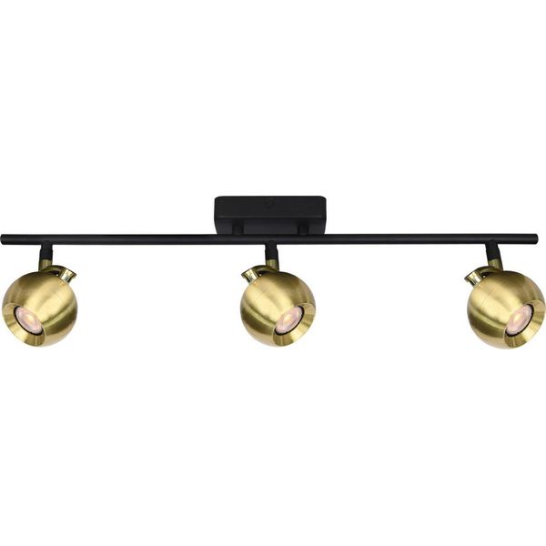 Lampada Da Soffitto In Ottone E Nero Tre Faretti Mobili Per Soggiorno Sala Da Pranzo 3Xgu10 10W Lafin Italux-image