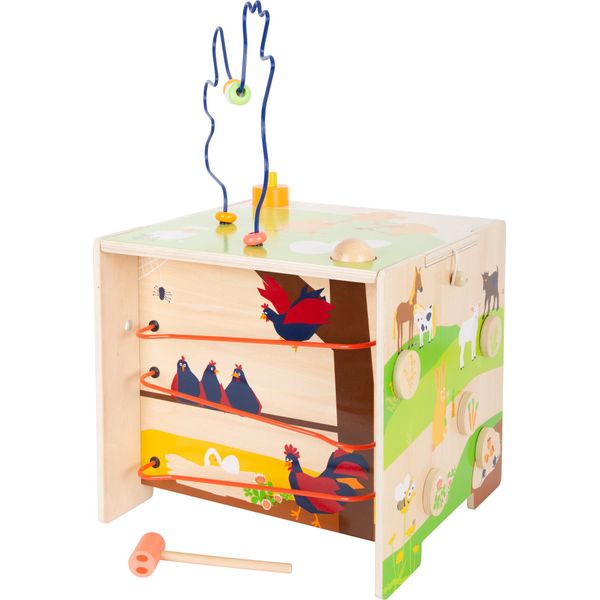 Small Foot - Cubo Di Attività In Legno Con Fattoria A Spirale Per La Destrezza-image
