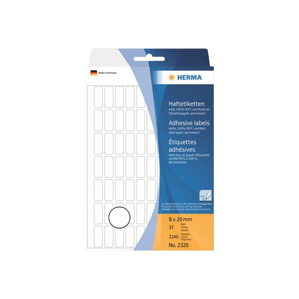 Herma 2320 2320 Etichette Multiuso Bianche 8X20 Mm Carta Opaca 2240 Pz.-image