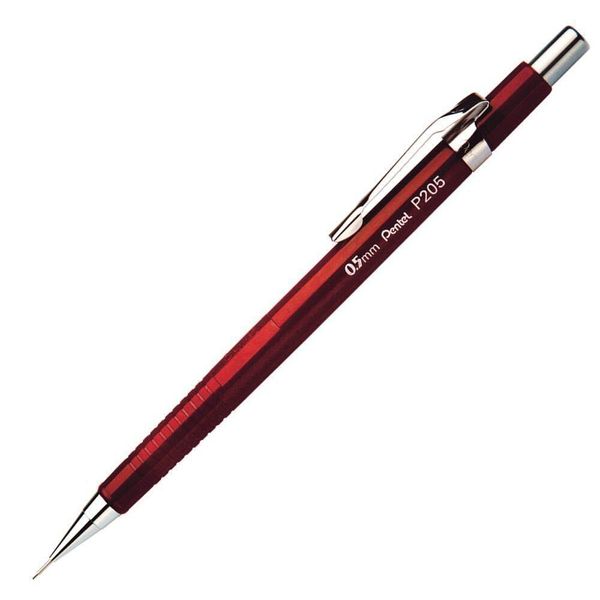 Pentel P205-B Matita Meccanica P205, Rossa, Spessore Mina: 0,5 Mm-image