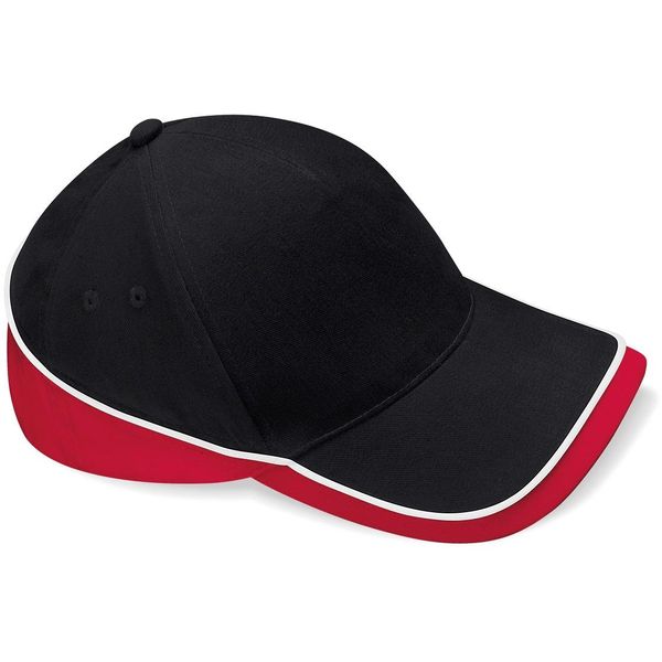 Berretto / Cappello / Cappello Da Competizione Beechfield B171 | Teamwear - Colore: Nero/Rosso Classico/Bianco - Taglia: Unica-image
