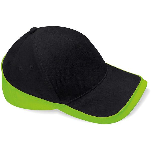 Berretto / Cappello Da Competizione Beechfield B171 | Teamwear - Colore: Nero/Verde Lime - Taglia: Unica-image